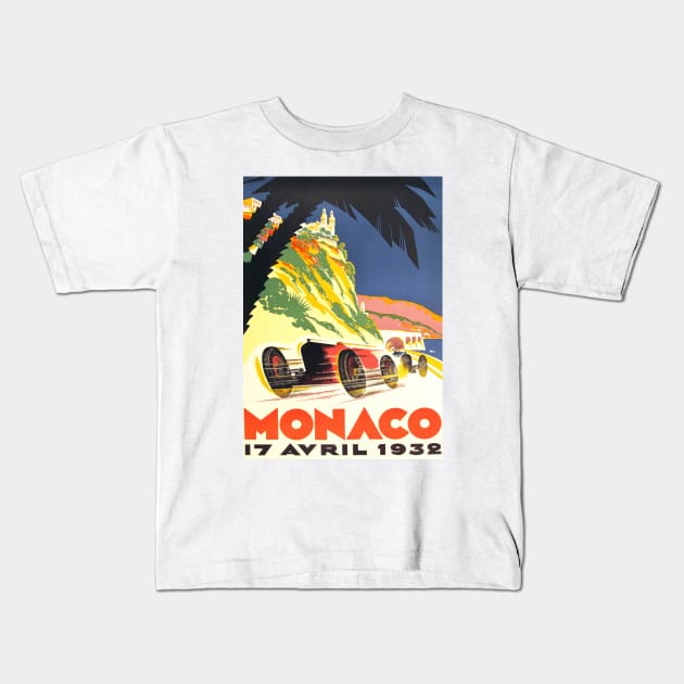 Monaco Grand Prix Poster 1932 Kids T-Shirt by TooplesArt